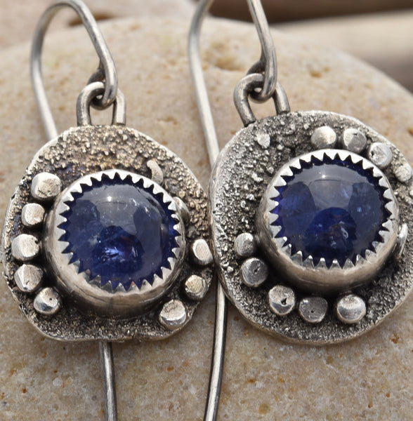 Long sterling silver fringe earrings with river rock drops