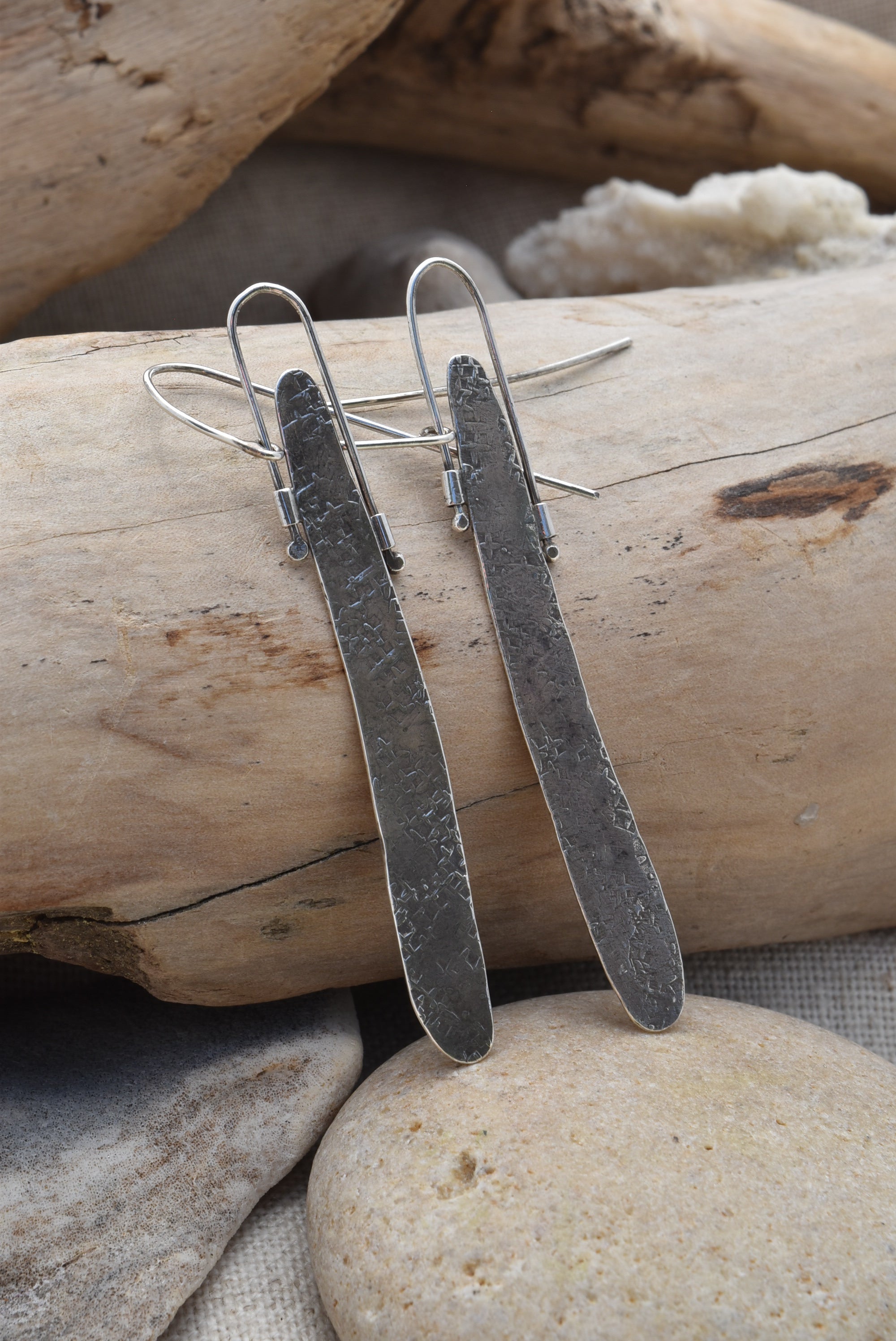 Long sterling silver fringe earrings with river rock drops – Planet Dot  Jewelry